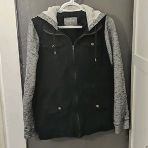Vanity Sz L Hooded Denim Jacket
